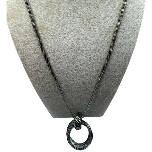 Stainless Steel Twisted Hoop Pendant Necklace For Women. N9 - Picture 3 of 9